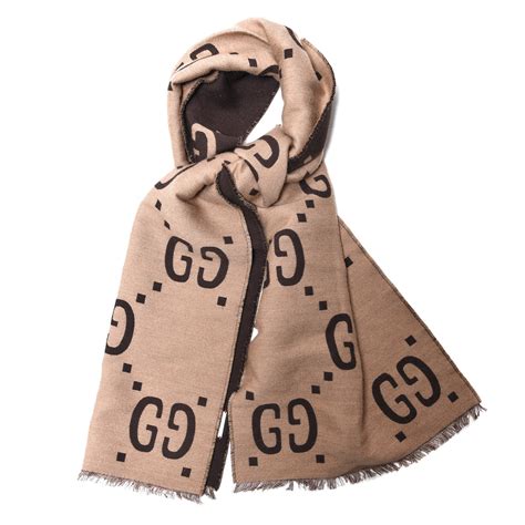 gucci monogram scarf brown|Gucci wool scarf women's.